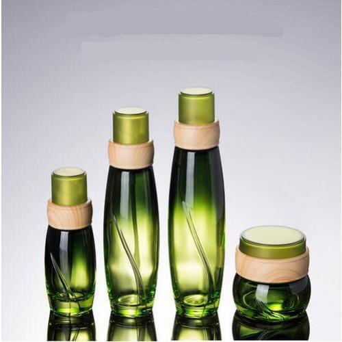 Emerald Green Glass Cream Bottle Jar 50g Glass Cosmetic Container Emulsion Lotion Pump Bottle 40ml 100ml 120ml Skin Water bottle