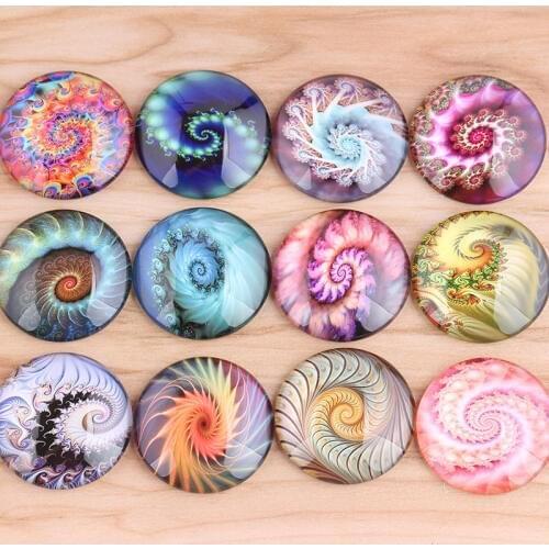 Onwear mix fractals swirl photo round glass cabochon 12mm 18mm 20mm 25mm 30mm diy flat back handmade jewelry accessories