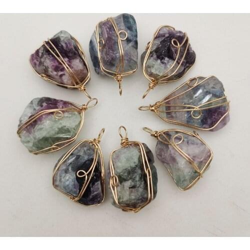 Fashion good quality natural fluorite stone Irregular pendants for jewelry accessories making Wholesale 6pcs/lot free shipping