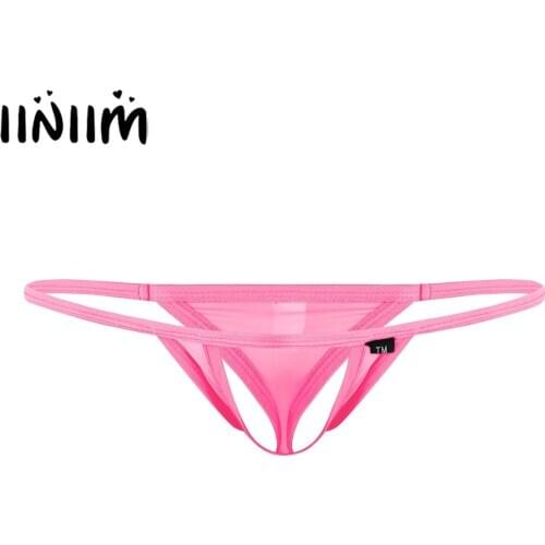 Iiniim Mens Sexy Panties Low Rise G-String Lingerie T-Back Thong Briefs Bulge Pouch Hole Crotchless Sissy Underwear Underpants