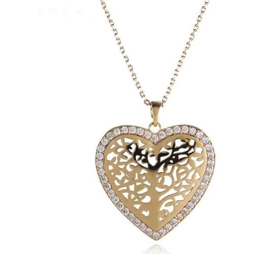 HIBRIDE 2020 New Fashion Cubic Zirconia Necklace Pendant Heart Shape for Women Party Accessories Bijoux femme N-779
