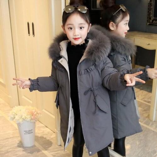 New 2021 Winter Children Thicken Coats Casual Warm Parkas Girls Clothes Winter Fur Collar Hooded Jacket For Teen Girls Outerwear