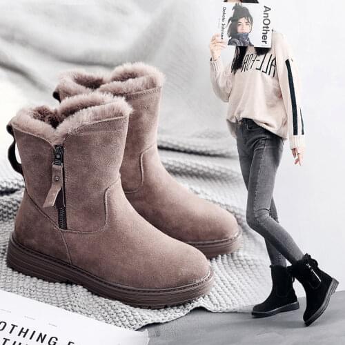 2020 winter new Korean version plus velvet warm snow boots female short tube cotton boots tassel zipper boots cotton shoe