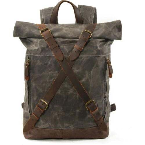 New Large Capacity Men Women Leather Backpack For Travel Casual Male Female Daypacks Waterproof Canvas Laptop Backpack Mochila