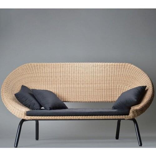 Wicker Chair Balcony Small Sofa Coffee Table Combination Country Outdoor Rattan Garden Leisure Homestay Furniture