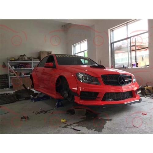 Suitable for 2011-2014 two-door four-door Mercedes Benz W204 C63 wide body surrounded front side Bar rear lip wheel eyebrow body