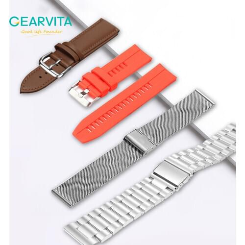 22mm Silicone Watch Band Leather/Steel Smart Watchband For Huawei Watch GT2 Pro For Samsung Galaxy For Garmin Strap Wristbands