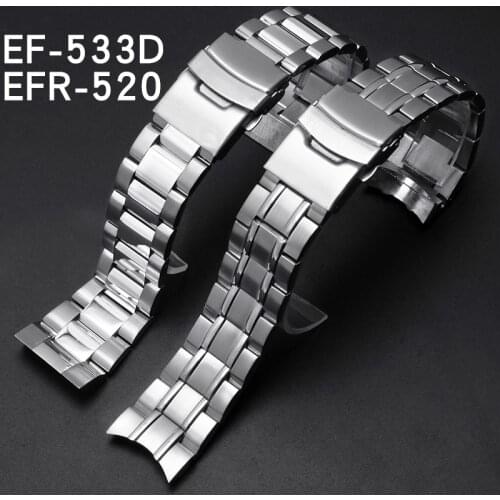 Replacement EF-520D Stainless Steel Watchband Edifice Series EFR-533 Fine Watchband Special Interface Silver Mens Bracelet