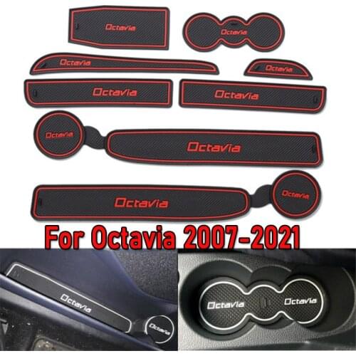 For Skoda Octavia 3 2 A7 A5 2021 2020 2019 2018 2017 07-16 Accessories Rubber Door Mat Interior Anti-Slip Cup Pad Gate Slot Pad