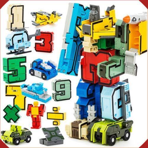 Transformation Robot Toy Bricks 10 Digit Number Mathematical Symbol Fighter Warship Figures Building Blocks Sets Toys