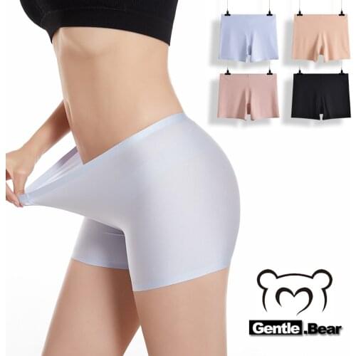 Gentle.Bear Safety Leggings Undershorts for Women Girls Seamless Plain Underwear Black Traceless Boxer Briefs