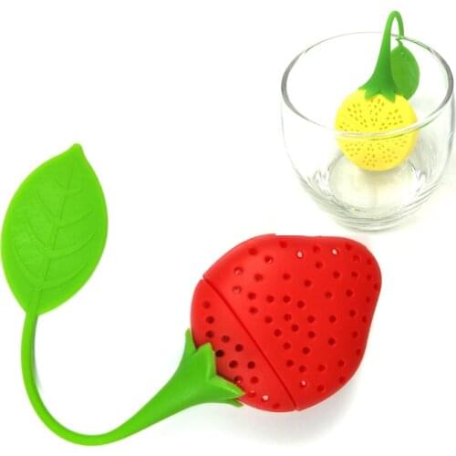 Silicone Strawberry Tea Infuser Loose Herbal Spice Infuser Filter Diffuser Tea Leaf Strainer Tea Bag Teaware Cute Tea Strainer