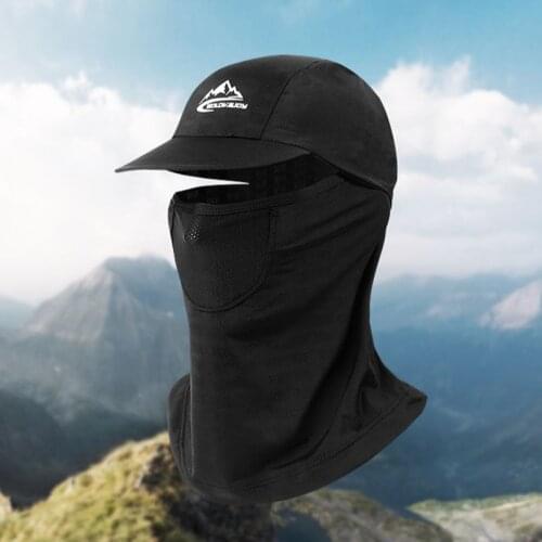 GOLOVEJOY Anti-ultraviolet Sun Visor Integrated Cycling Cap Ice Silk Neck Protection Balaclava Motorcycle Cycling Mask