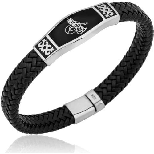 Tevuli 925 Sterling Silver Tuğra Crested Skinned Male Bracelet