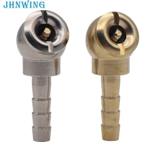 1 pc Closed End Ball Foot Air Chuck 5/18" (8mm) Hose Barb Plain Brass or Nickel Plate Tire Inflating Kits Brass Stem & Brass Pin