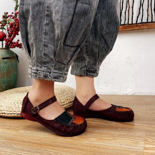 YourSeason Genuine Leather Ladies Buckle Strap Shoes Vintage 2021 New Handmade Concise Women Sandals Flat With