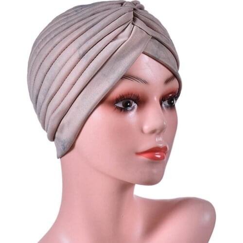 Women Stretchy Turban Hijabs Bandanas Muslim Hat Headband Wrap Female Chemo Hijab African Indian Knotted Cap Adult Head Bonnet