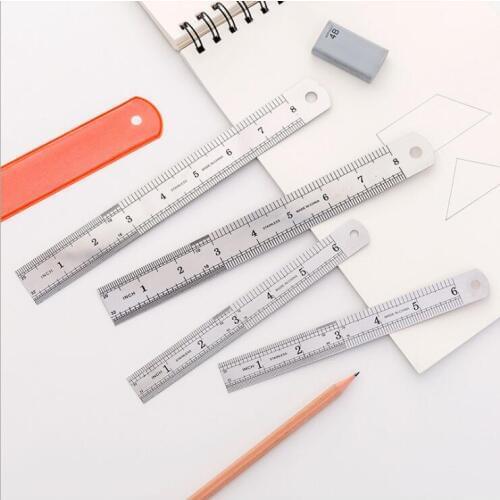 1 Piece 15cm 20cm Stainless Steel Metal Straight Ruler Measuring Study Tool Precision Double Sided Office School Stationery