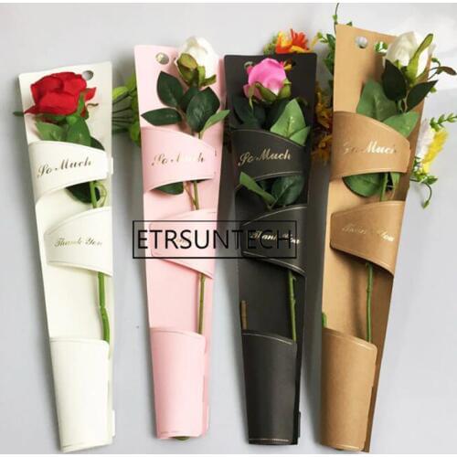 100pcs Portable Flower Bag Single Rose Bag Bouquet Wrapping Paper Bags Boxes Cases For Flowers Gifts Packaging
