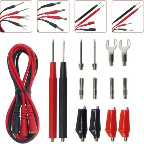15Pcs Universal Digital Multimeter Probe Test Leads Multi Meter Needle Tip Tester Lead Probe Wire Pen Cable Multimeter Feelers