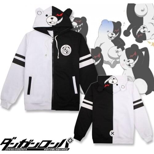 2019 Danganronpa Monokuma Cosplay Costume Unisex Hoodie Sweatshirt T-Shirt Hooded Jacket Daily Casual Coat Game Anime Peripheral