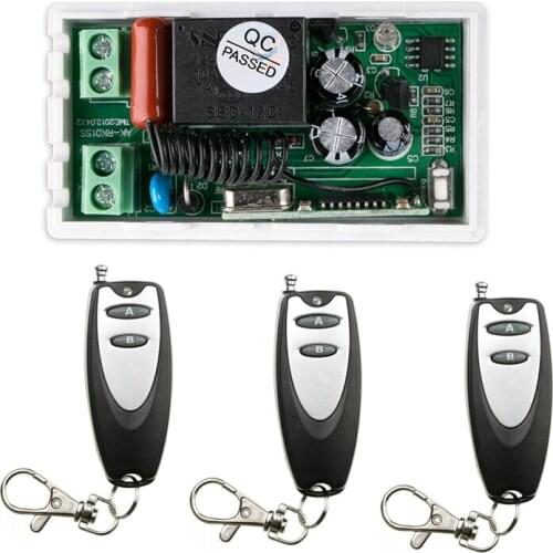 220 v 1 ch RF wireless remote control switch 1* receiver+3 * transmitter Simple connection 2 key inter-lock