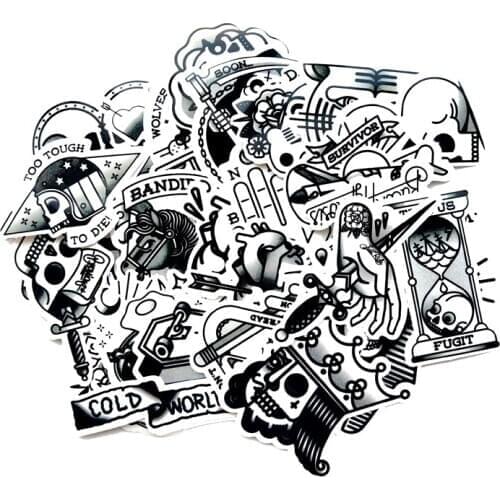 30 pcs Mixed funny skull 2019 old school Home decor waterproof on laptop sticker decal fridge skateboard doodle stickers toy