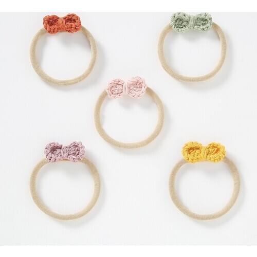 36pc/lot Girls Knitted Bow Nylon Headbands Crochet Bows Nylon Baby Hairband Hair Bows for Children Kids Toddler Hair Accessories