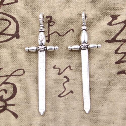 6pcs Charms Sword 59x19mm Antique Making Pendant fit,Vintage Tibetan Bronze Silver color,DIY Handmade Jewelry