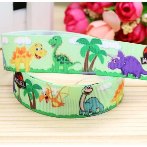 7/8'' Free shipping dinosaur printed grosgrain ribbon hairbow headwear party decoration diy wholesale OEM 22mm P5229