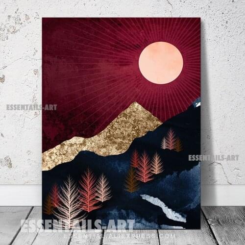 Nordic Abstract Autumn Night Nature Canvas Wall Art Painting Poster Bedroom studio print Living kid Room Home Decoration Prints