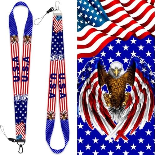 American flag mobile phone lanyard ribbon Pendant Fashion long durable multi-functional key clasp