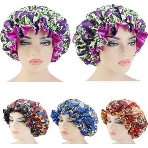 Satin Turban Cap Printed Sleep Night Caps Women Elastic Head Band Chemo Caps Bonnet Headscarf Hair Care Sleeping Shower Hat New