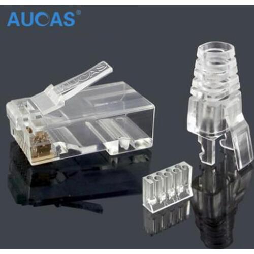Aucas High Speed rj45 cat6 plug 8P8C computer network cable connector modular plug cat 3-piece suit Network RJ 45 Connector Cat6