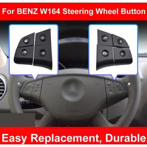 2x LHD RHD Car Multi-function Steering Wheel Left Right Button Phone Key Control For Benz W164 ML GL300/350/400/450 06-09 Black