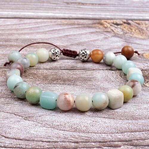 8MM Natural stone Amazonite bead Yoga Bracelet For Women Mens Dropshipping