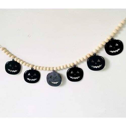Halloween Wooden Beads Garlands With Pumpkin Ghost Pendants Kids Room Decoration Wall Hanging Ornaments Party Decor Photo Props