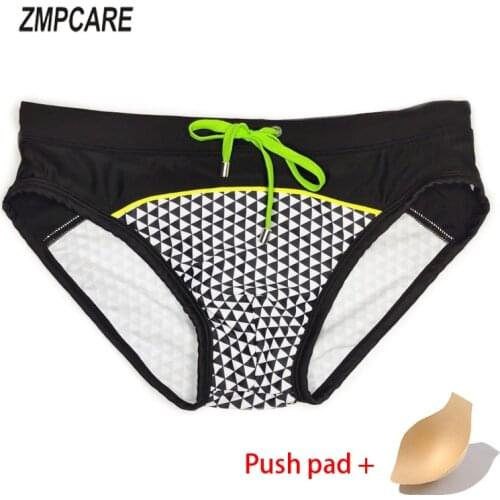 Men Swimsuit Push Pad Mens Swimming Briefs Sexy Pouch Bulge Enhancing Push Up Cup Gay Swimwear Bikini Shorts Surf Beachwear