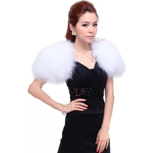 Women Real Ostrich Feather Fur Shrug Cape Bride Wedding Party Shawls Accessories Fluffy Soft
