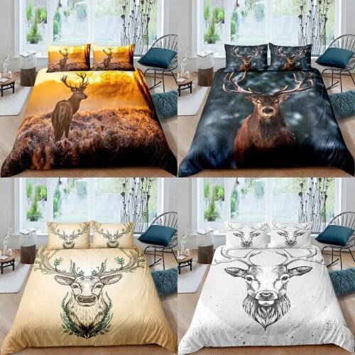 Home Textiles Luxury 3D Deer Duvet Cover Set and Pillowcase Kids Bedding Set AU/EU/UK/US Queen and King Size Bedding