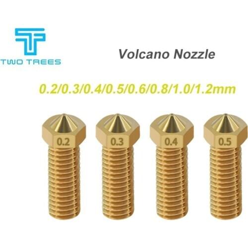 TWO TREES Volcano Nozzle 0.2/0.3/0.4/0.5/0.6/0.8/1.0/1.2mm 3D Printer Parts V6 Nozzle M6 Thread for 3D Printer Accessories
