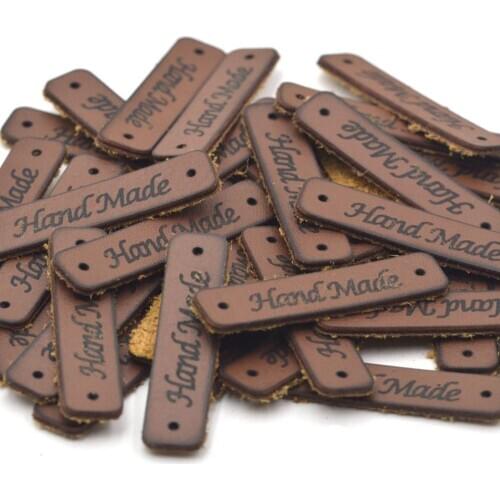KALASO High Quality 20pcs Handmade Labels Clothes Garment Leather Labels Hand Made Tags Caps Bags Shoes Gift DIY Sewing Supplies