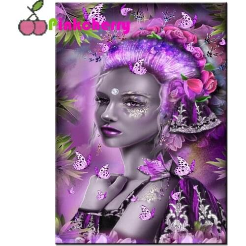 Beautiful fantasy Flower Butterfly Woman art,5d diy full square drill diamond painting cross stitch mosaic embroidery k643