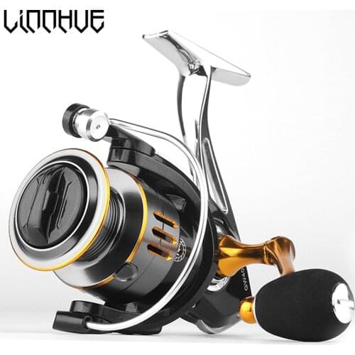 LINNHUE Fall New Fishing Reel GW1000-7000 Metal Body Handle Spool Spinning Reel Max Drag 8kg Powerful for Bass Reel Fishing Crap