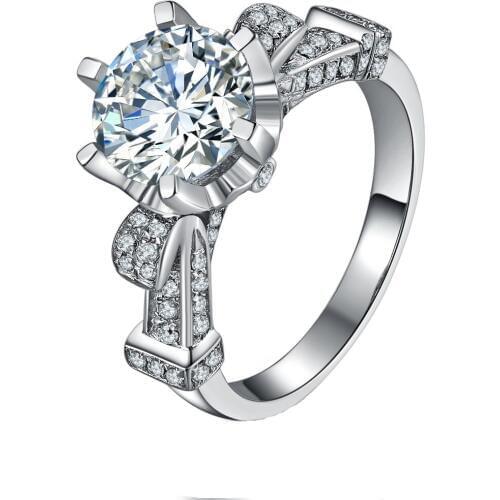 Solid 14k White Gold Jewelry Moissanite Ring Super Amazing Test Positive 4CT Carbon Ring Engagement Women Jewelry Awesome Ring