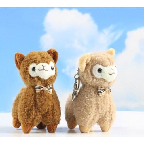 Cute net red alpaca tie plush keychain cartoon lamb baby bed decoration good quality soft Soothing doll christmase wedding gift