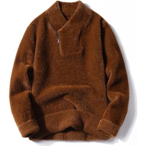 Man Sweaters Streetwear Clothes Scarf collar Sweater Men Long Sleeve Knitted Pullovers Slim Fit Autumn Winter Soft Warm Basic