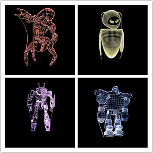 Novelty Creative 3D Robot LED Night Light 7 Colors Lamp Action Figures Movie Anime Transformation Light Christmas Gift for Kids