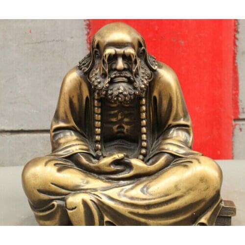 Wholesale factory 10" Folk Tibet Bronze Buddhism Arhat Seat Damo Bodhidharma Dharma Buddha Statue