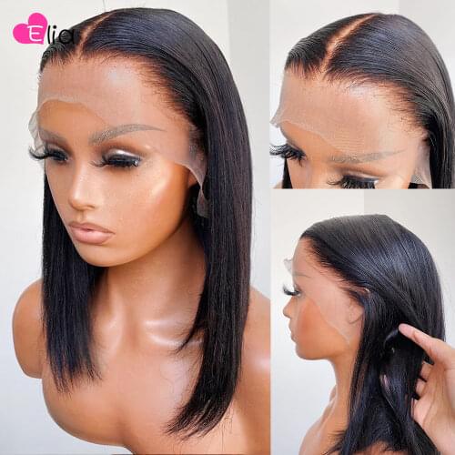 13x4 Lace Frontal Wig Short Bob Hair Wig 4x4 Lace Closure Wigs Peruvian Hair For Black Women Free Part Pre-Plucked